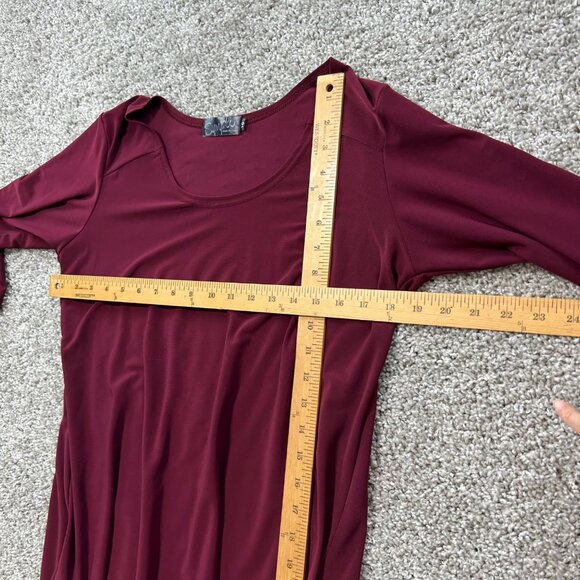 Sympli Women's Sz 10 Burgundy Hi-Low 3/4 Sleeve Tunic Top Polyester - Picture 8 of 10